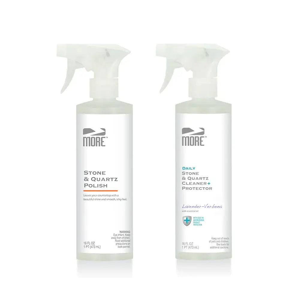 Two MORE Stone & Quartz spray bottles twin pack with Polish and Cleaner + Protector labels on Tampa Home & Garden Store