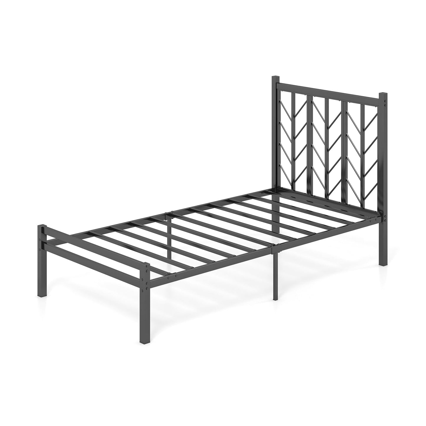 Cama de plataforma matrimonial con cabecero y estructura de metal - Tamaño matrimonial