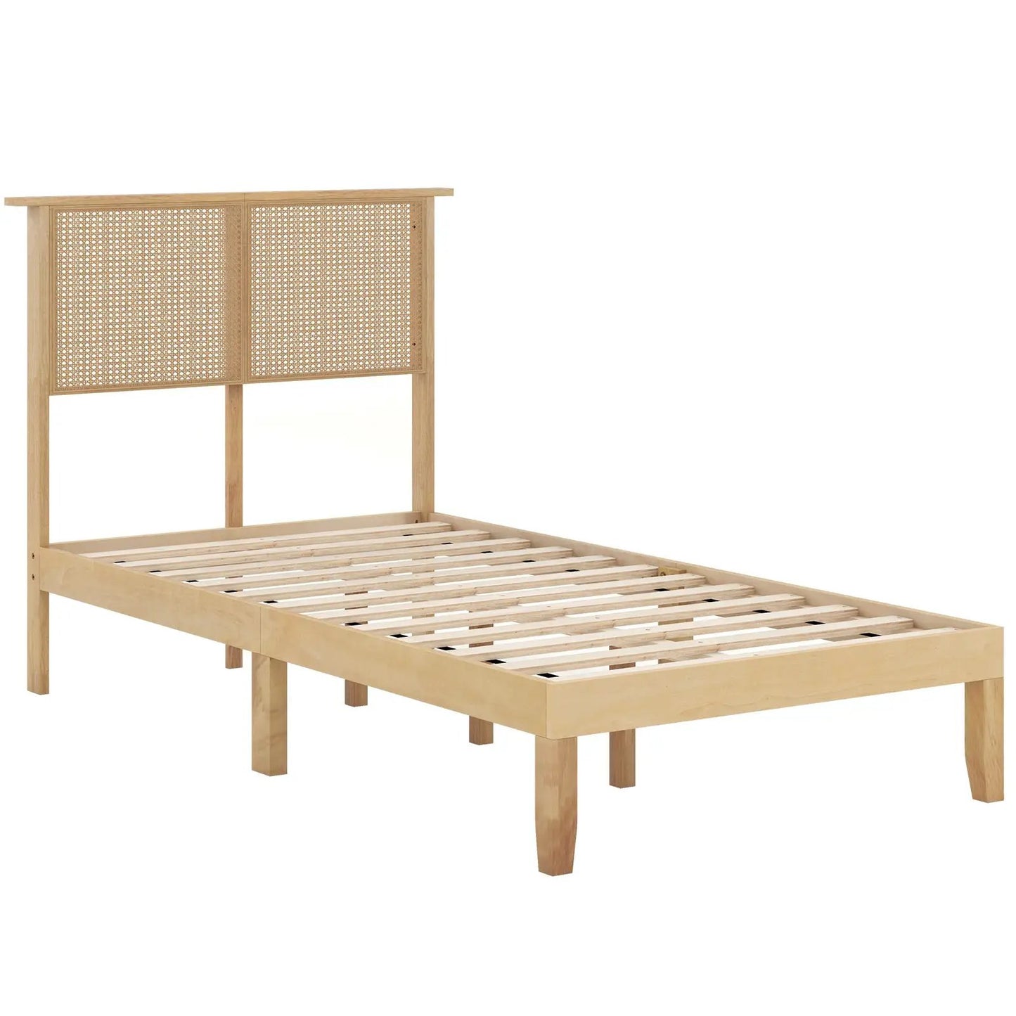 Twin/Full/Queen Size Bed Frame with Rattan Headboard-Queen Size - Tampa Home & Garden Store