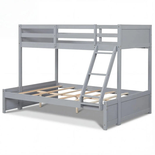 Twin over full bunk bed frame in gray with 3-step ladder and full guardrails on Tampa Home & Garden Store