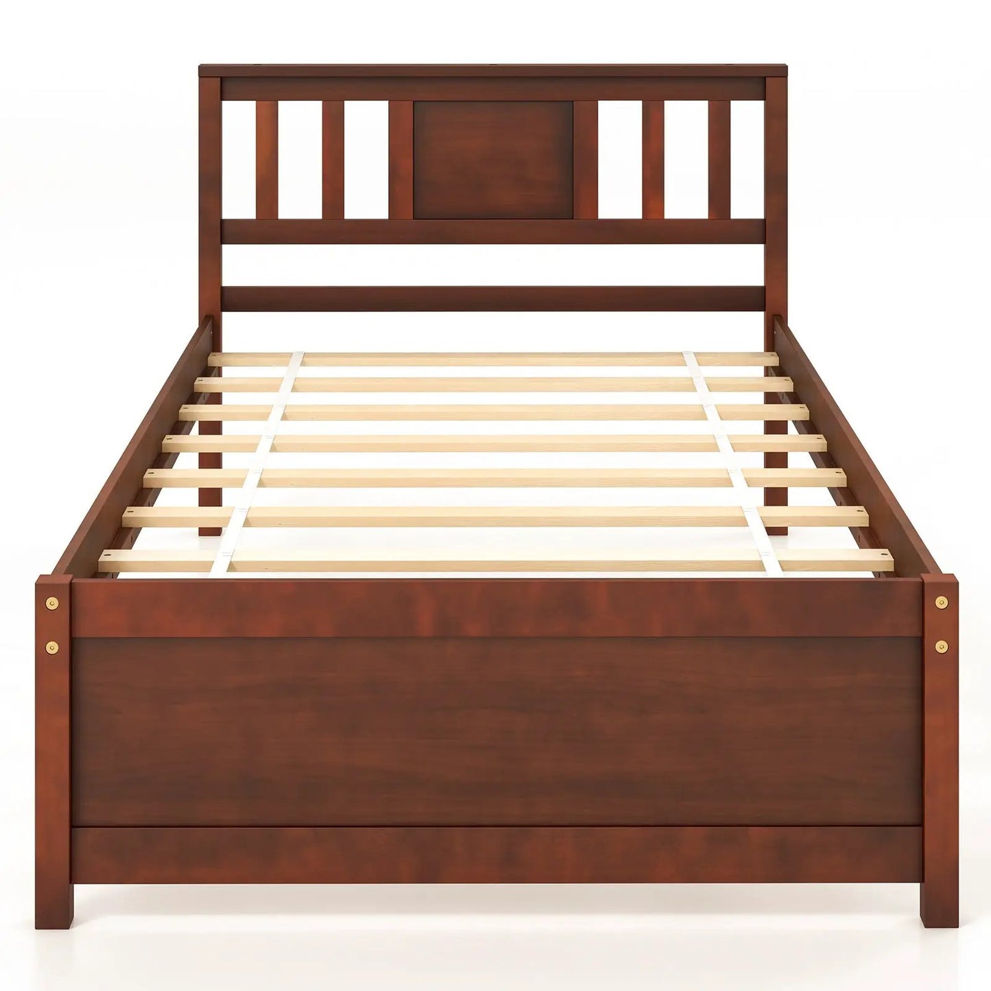 Wooden Platform Bed with Headboard and Slat Support-Queen Size - Tampa Home & Garden Store