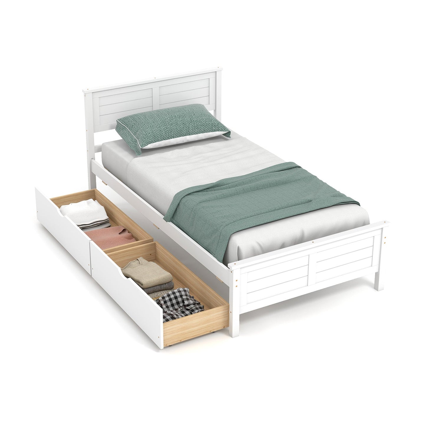 Base de cama individual con cajones de almacenamiento-Espresso