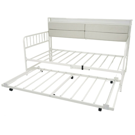 Twin Size Daybed with Trundle and Metal Bed Frame with Headboard - Tampa Home & Garden Store