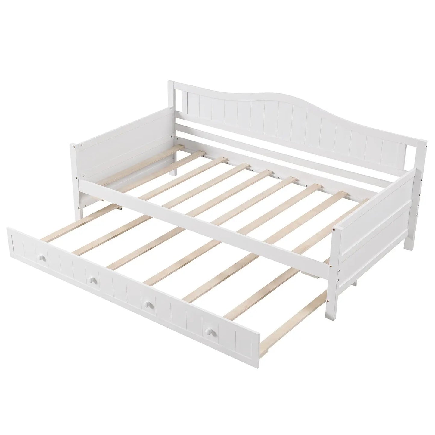 Twin Size Daybed with Trundle and Slats Support on Wheels-Gray - Tampa Home & Garden Store
