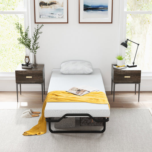 Twin Size Folding Bed with Foam Mattress and Lockable Wheels - Tampa Home & Garden Store