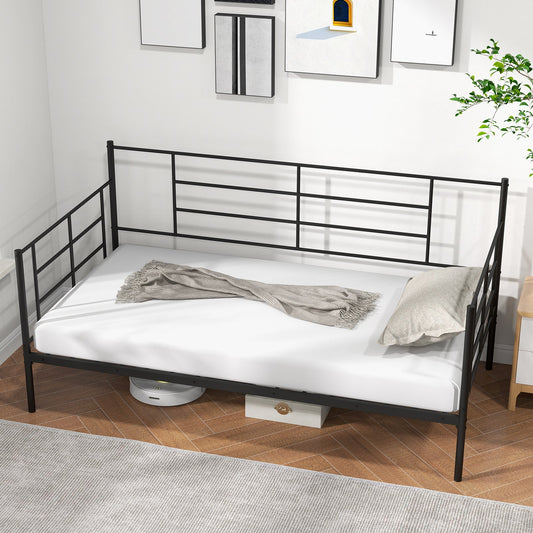 Twin Size Metal Daybed Sofa Bed Frame with Armrests and Backrest - Tampa Home & Garden Store