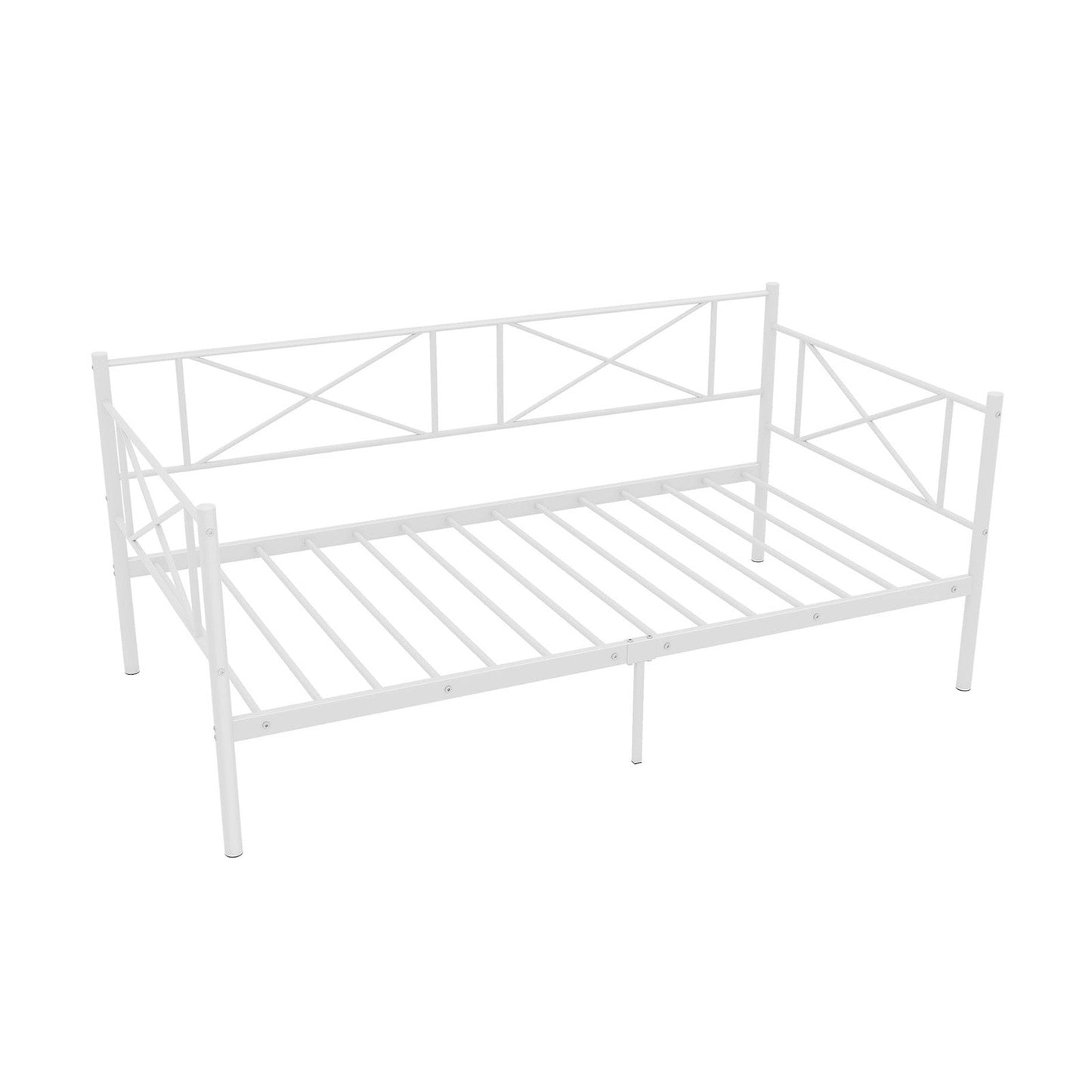 Cama de plataforma individual con soporte de láminas de metal resistente - Negro