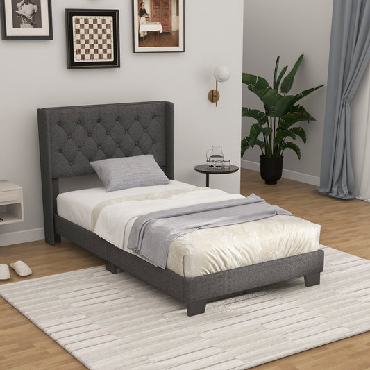 Twin/Full/Queen Size Upholstered Platform Bed with Button Tufted Headboard-Twin Size - Tampa Home & Garden Store