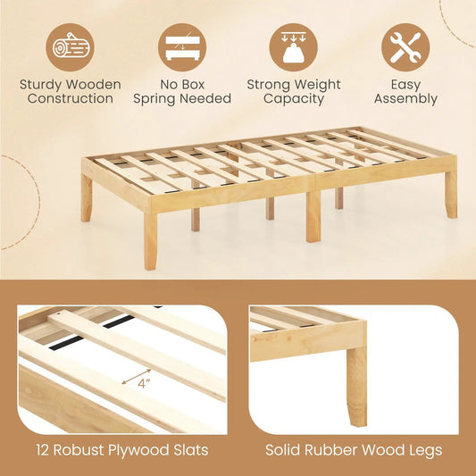 14in Twin Platform Bed Frame with 12 slats and rubber legs on Tampa Home & Garden Store