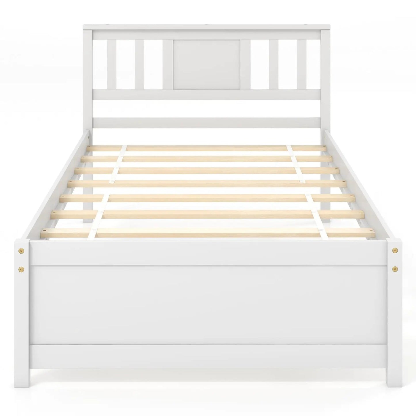 Wooden Platform Bed with Headboard and Wood Slat Support White-Queen Size - Tampa Home & Garden Store