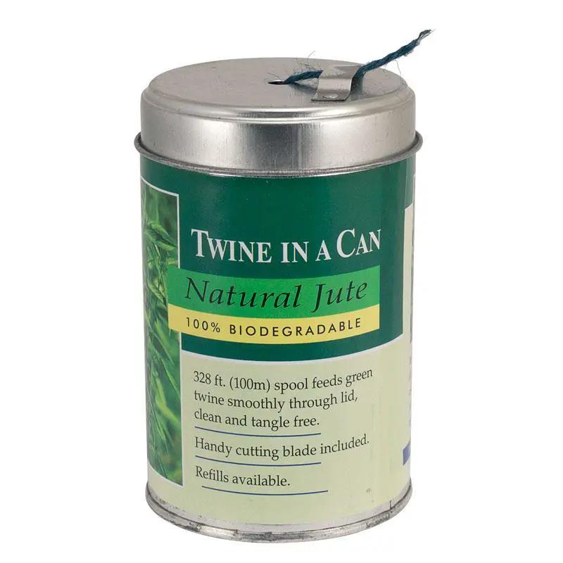 Twine in a Can Natural Jute 328 ft with cutting blade, biodegradable green twine canister on Tampa Home & Garden Store