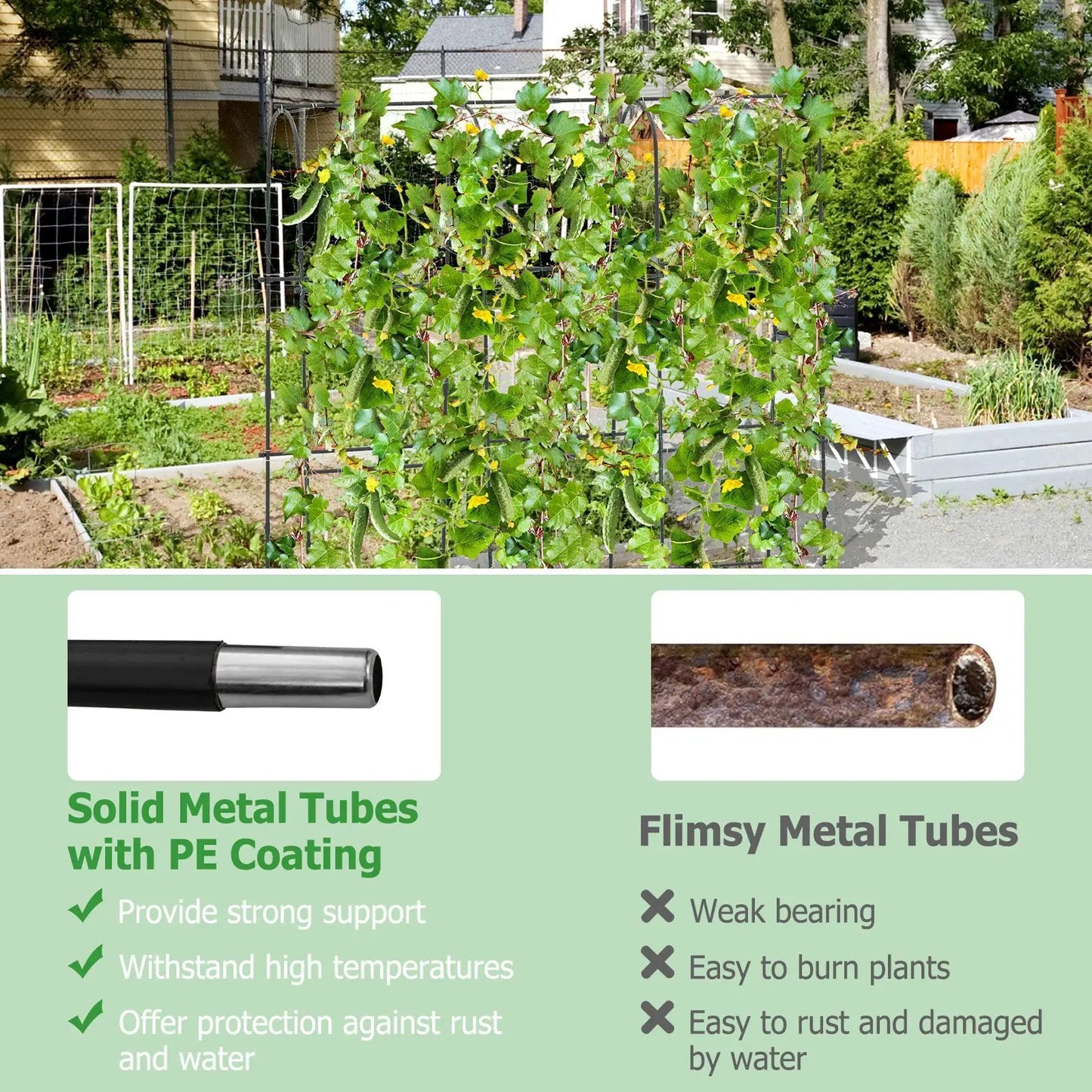 U Shaped Tall Garden Arched Trellis metal frame by DirectDeals with climbing vines on Tampa Home & Garden Store