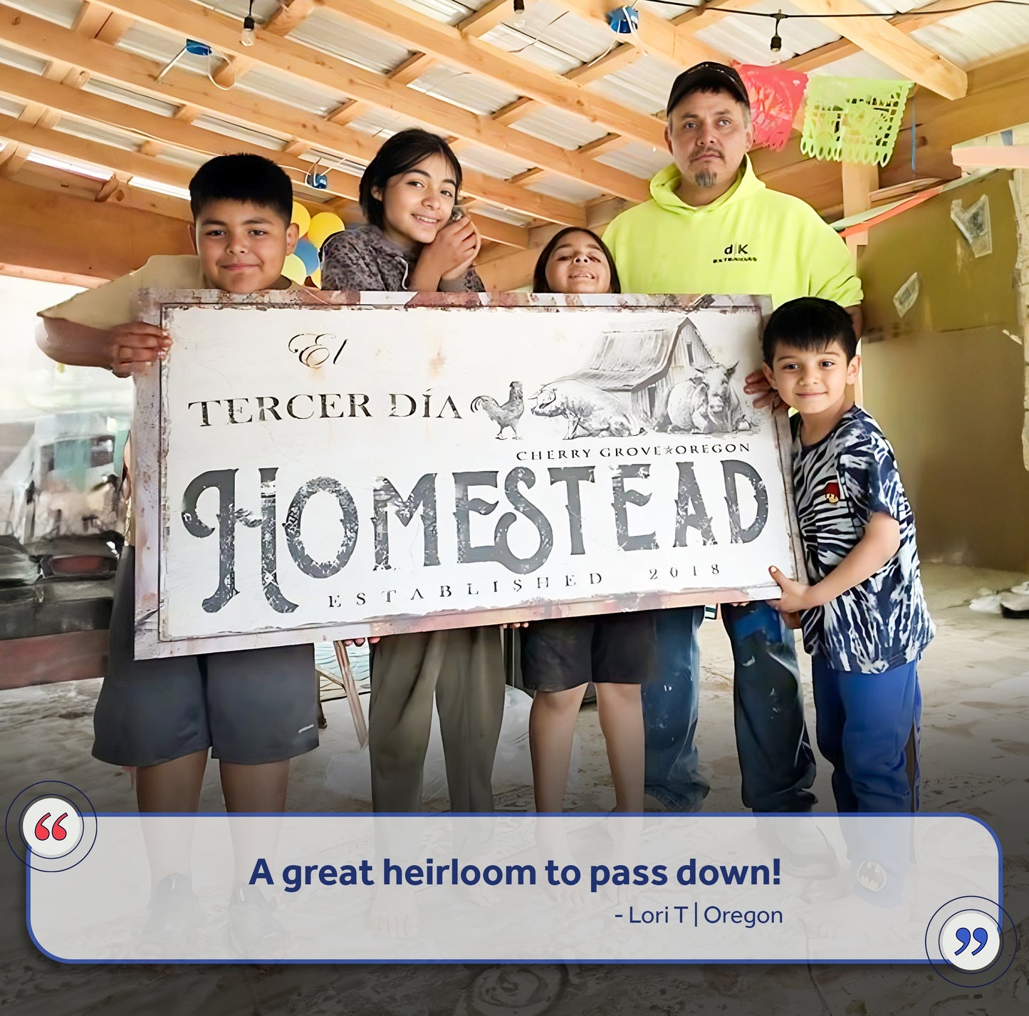 Homestead Sign canvas Tailored Canvases vintage-style sign with distressed lettering on Tampa Home & Garden Store