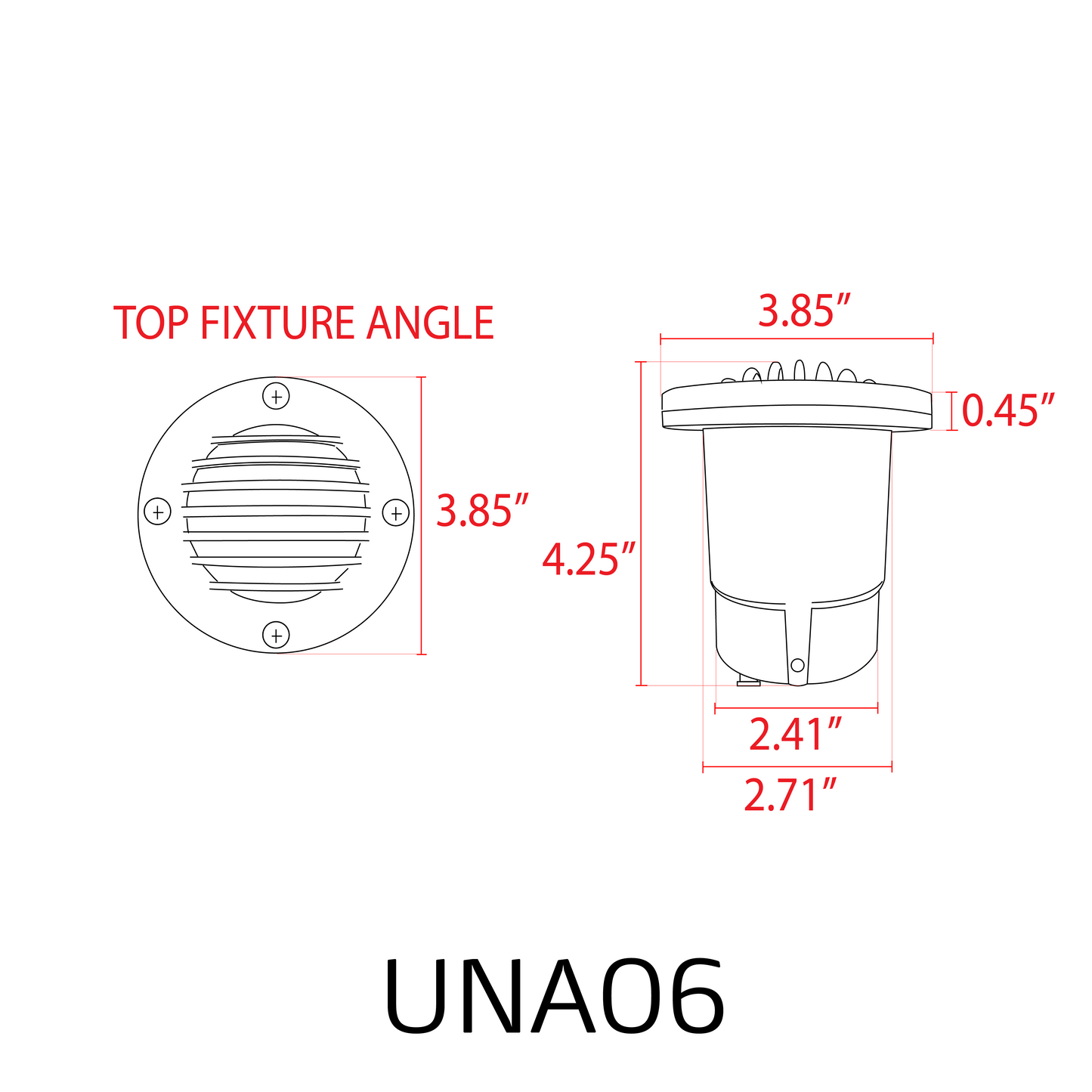 UNA06 Cast Aluminum Low Voltage Round Grill LED In-ground Well Light IP65 Waterproof