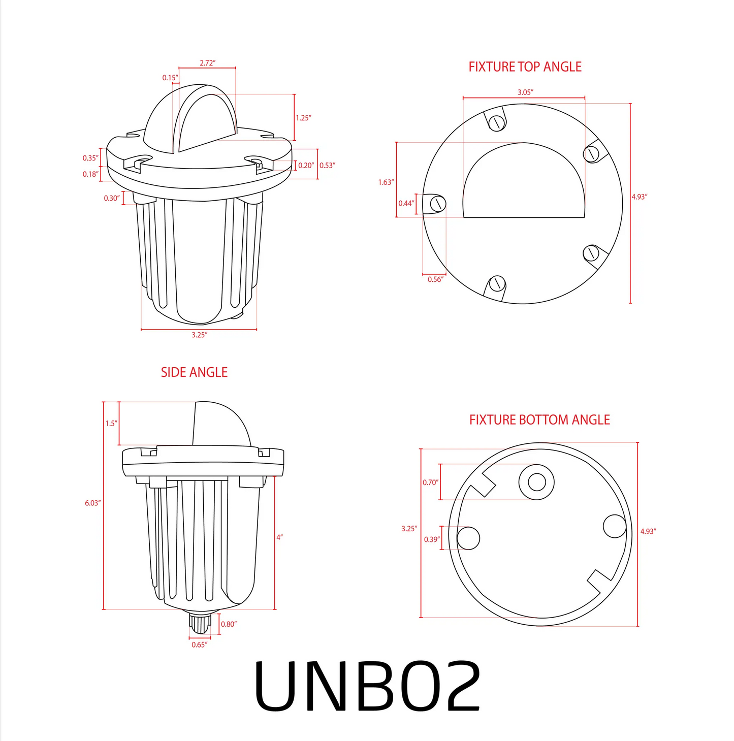 UNB02 Cast Brass Low Voltage Half Moon Round LED In-ground Well Light IP65 Waterproof - Tampa Home & Garden Store