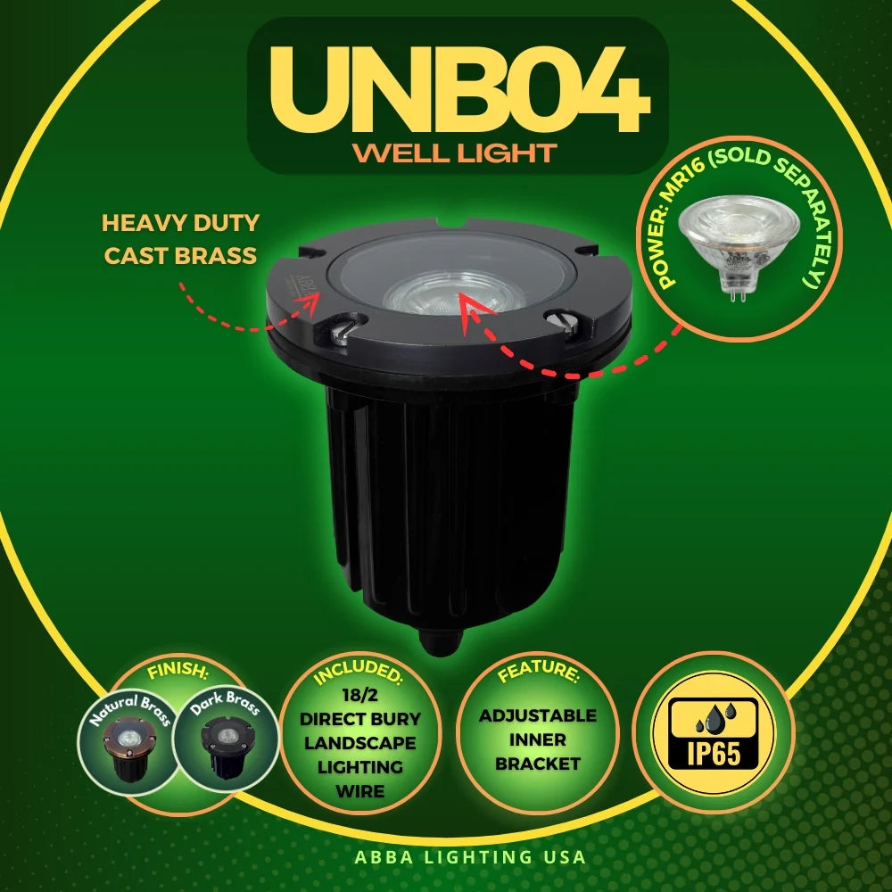 UNB04 Cast Brass Low Voltage Round LED In-Ground Well Light IP65 Waterproof