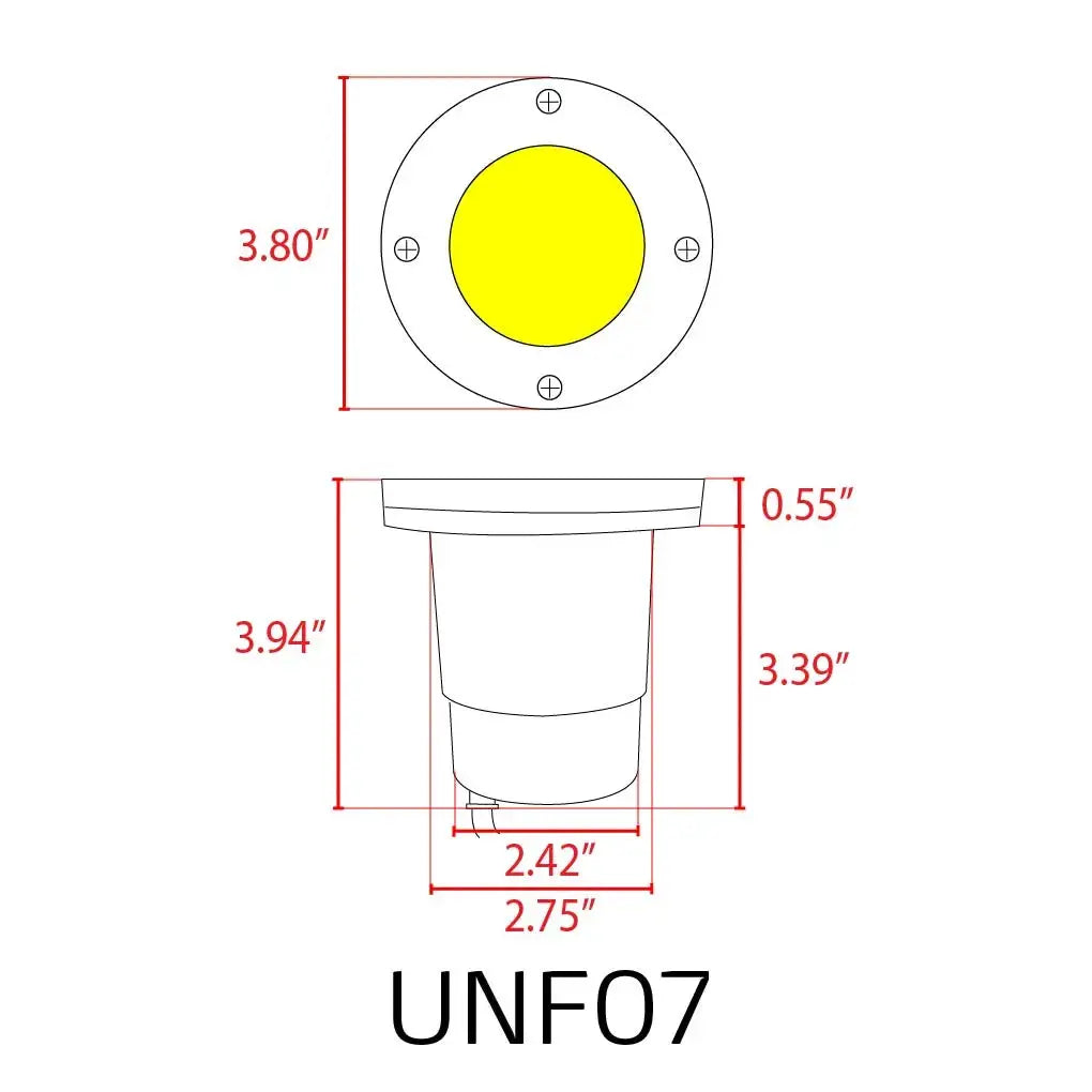 UNF07 Fiber Glass Low Voltage Round LED In-ground Well Light IP65 Waterproof - Tampa Home & Garden Store