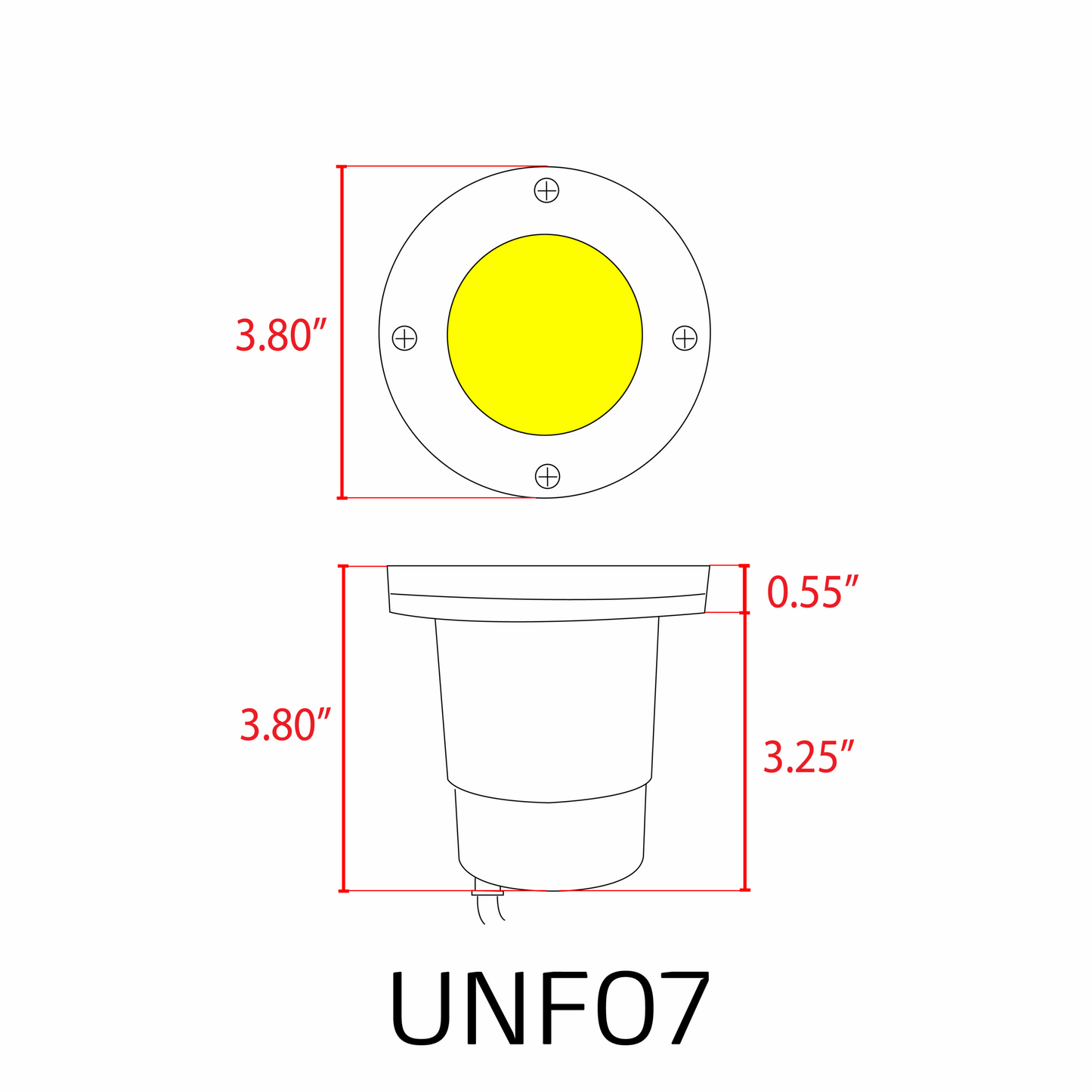 UNF07 Fiber Glass Low Voltage Round LED In-ground Well Light IP65 Waterproof