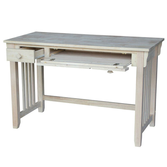 Unfinished Wood Computer Desk with Pull-Out Keyboard Tray and Drawer - Tampa Home & Garden Store