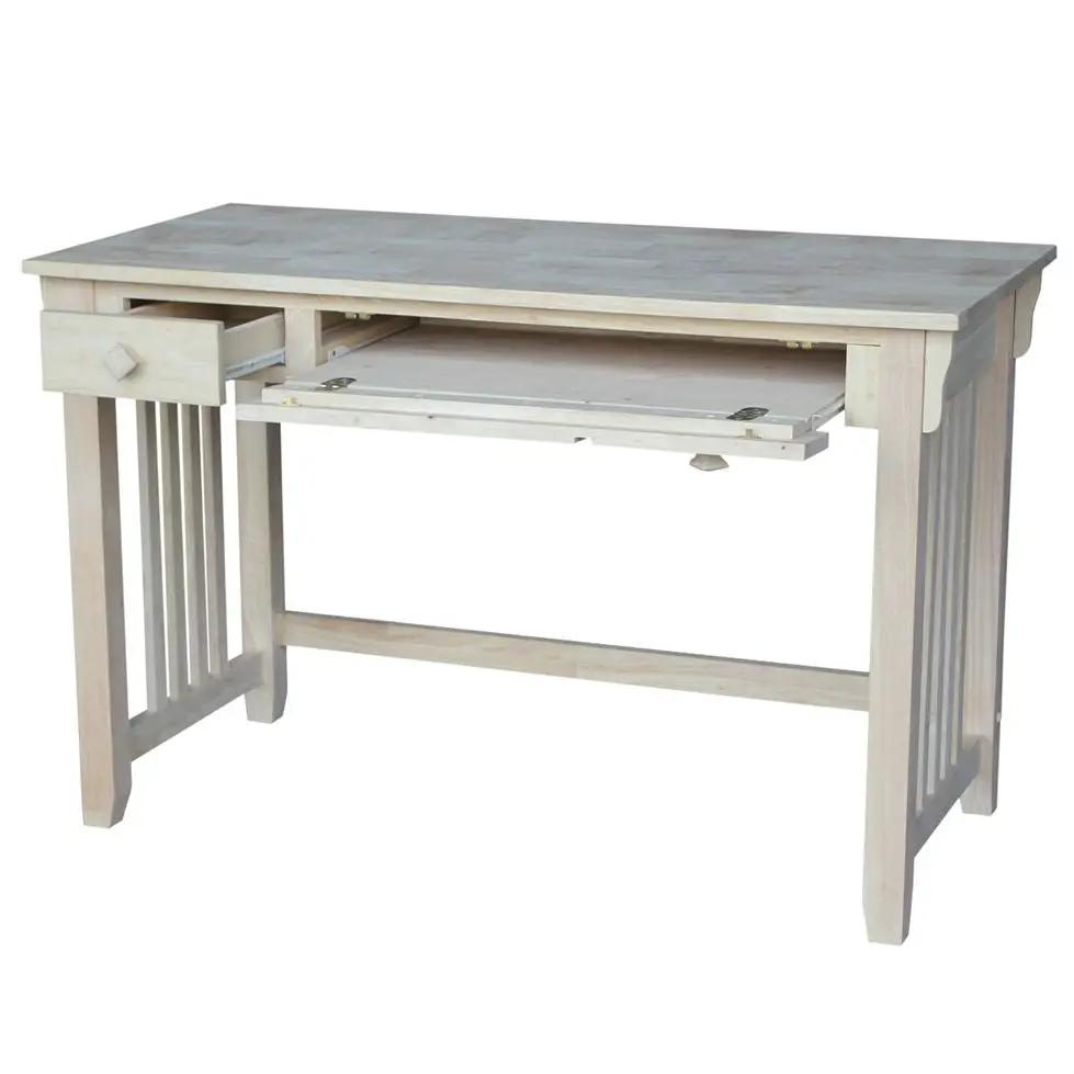 Unfinished Wood Computer Desk with Pull-Out Keyboard Tray and Drawer - Tampa Home & Garden Store