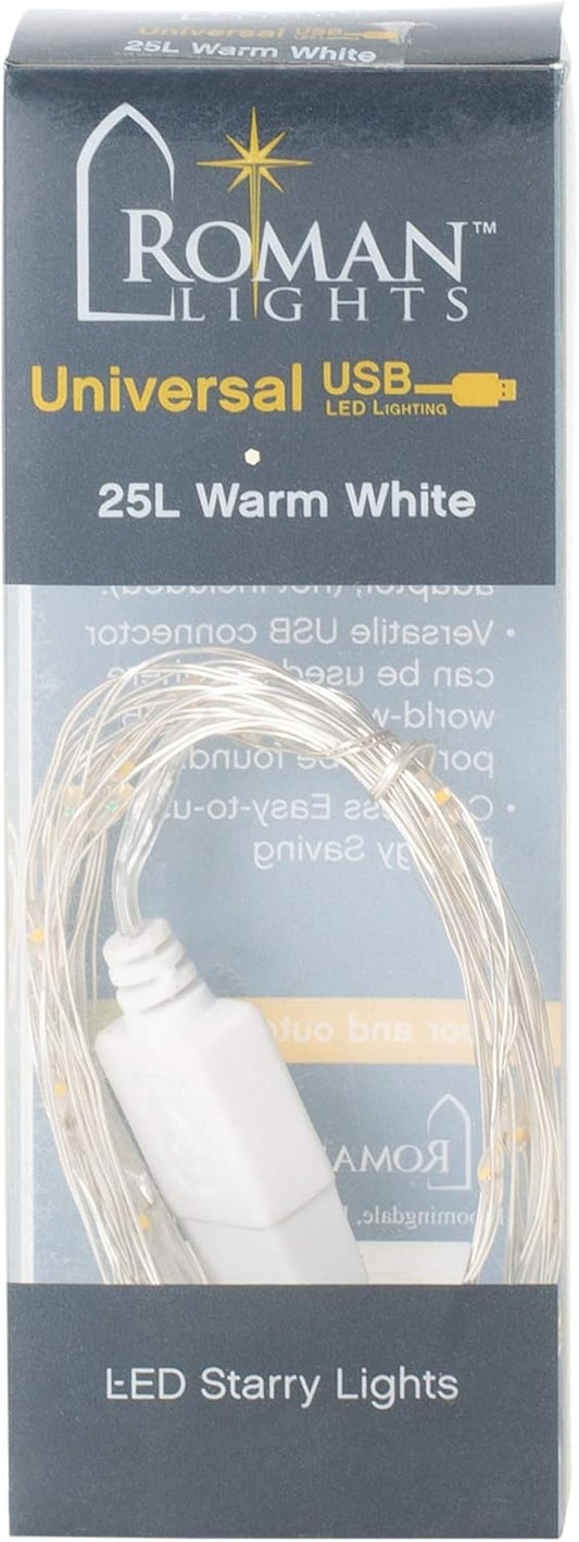 Luces estrelladas USB de 25 LED (8 pies) - Blanco cálido