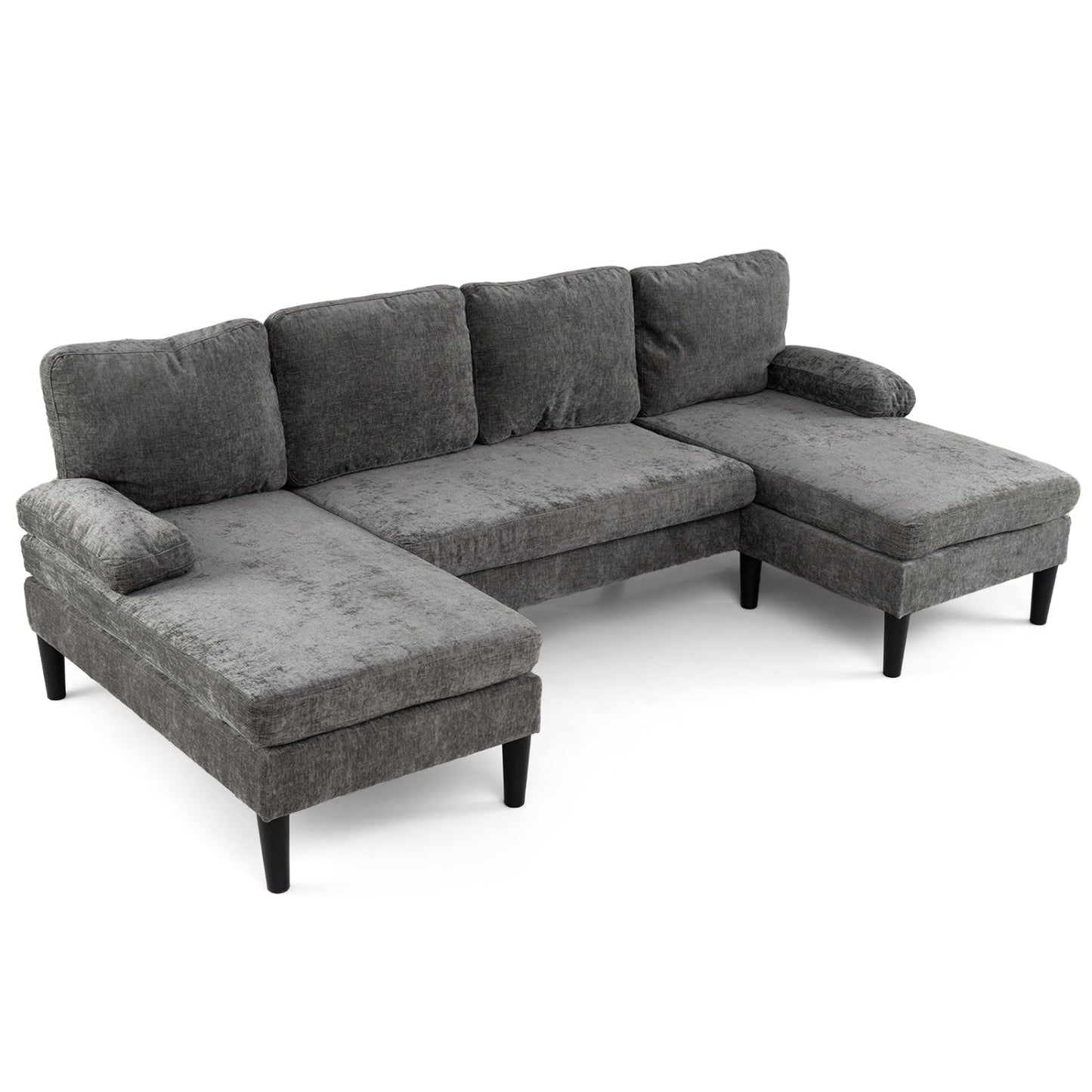 U-Shaped Sectional Sofa with Double Chaise in charcoal gray fabric DirectDeals on Tampa Home & Garden Store