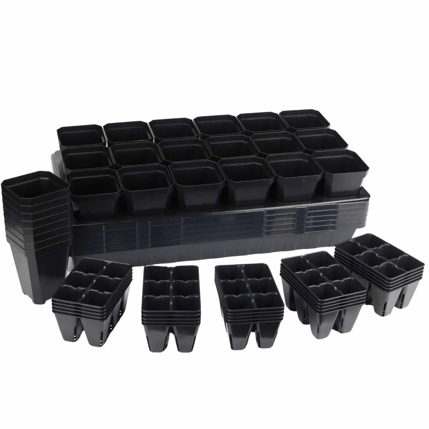 Backyard Gardener Seed Starter Tray Bundle Bootstrap Farmer black plastic trays with cells on Tampa Home & Garden Store