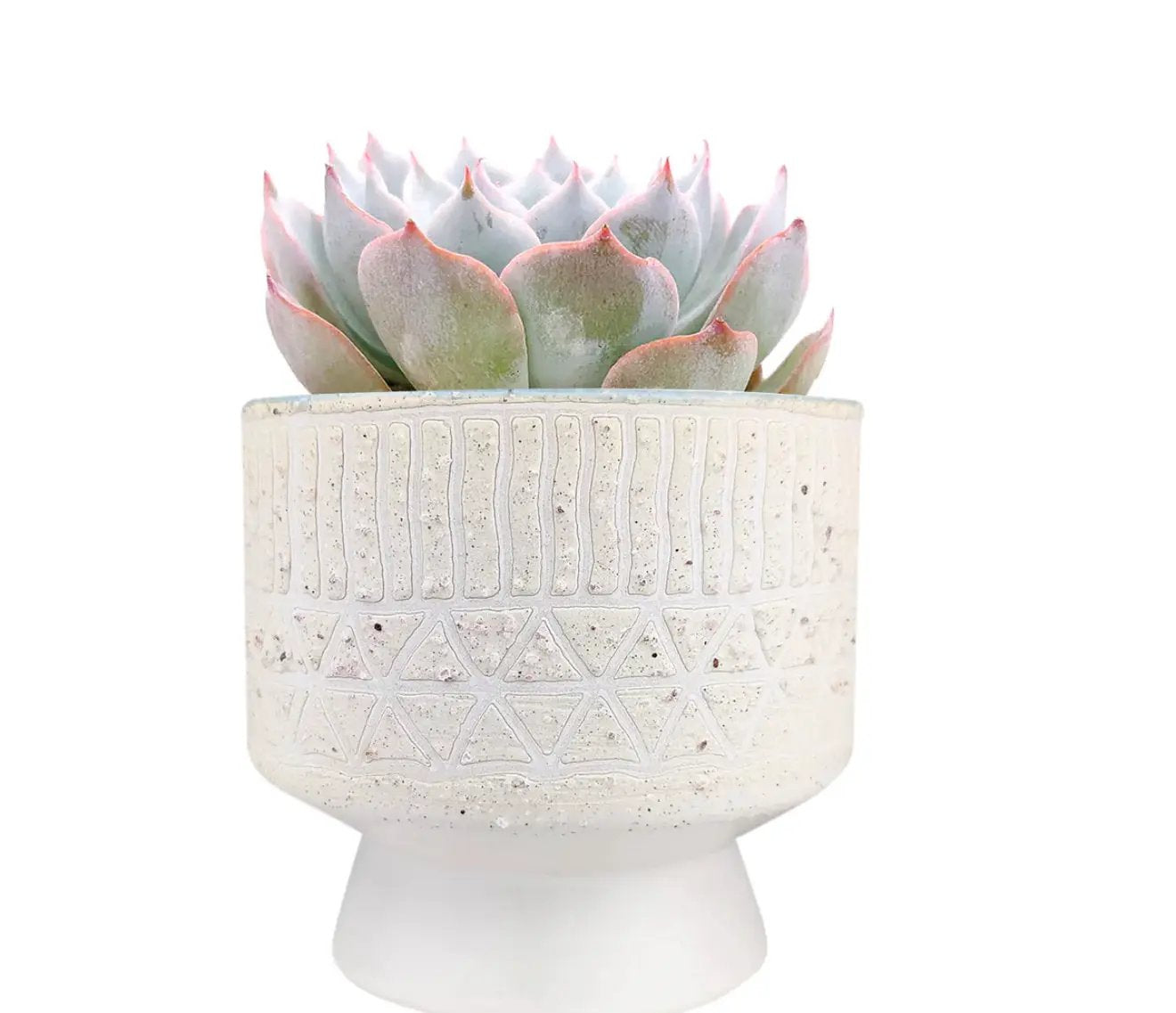 Umbra footed 4 inch indoor plant pot with white speckled ceramic and geometric pattern on Tampa Home & Garden Store