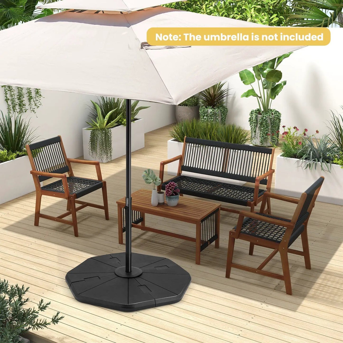4-Piece Fillable Umbrella Base Stand for Garden Yard Poolside - Tampa Home & Garden Store