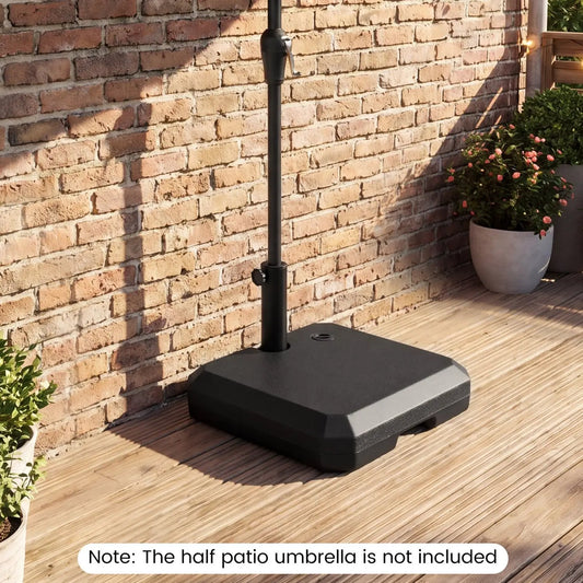 DirectDeals umbrella base for half patio umbrellas, water & sand fillable, 48.5 lb black base on deck on Tampa Home & Garden Store
