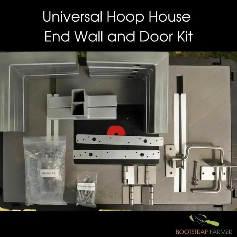 Endwall and Door Kit for Hoop Houses by Bootstrap Farmer; silver aluminum hardware with hinges on Tampa Home & Garden Store