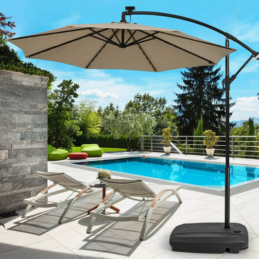Fillable Universal Offset Umbrella Base with Cross Base and Wheels-Black - Tampa Home & Garden Store