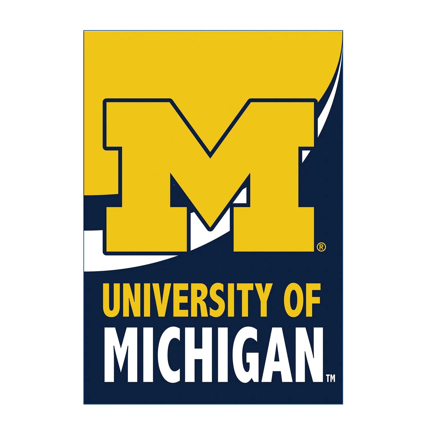 University of Michigan burlap flag in maize and navy with M logo by Evergreen Enterprises on Tampa Home & Garden Store