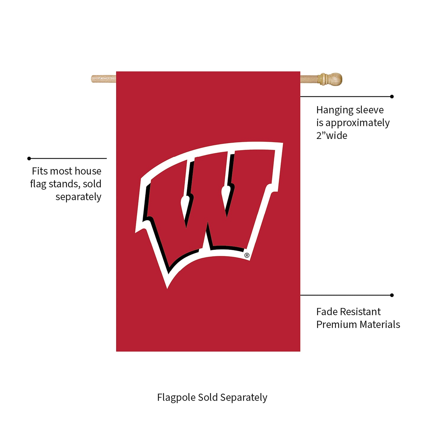 University of Wisconsin-Madison Applique House Flag - Tampa Home & Garden Store