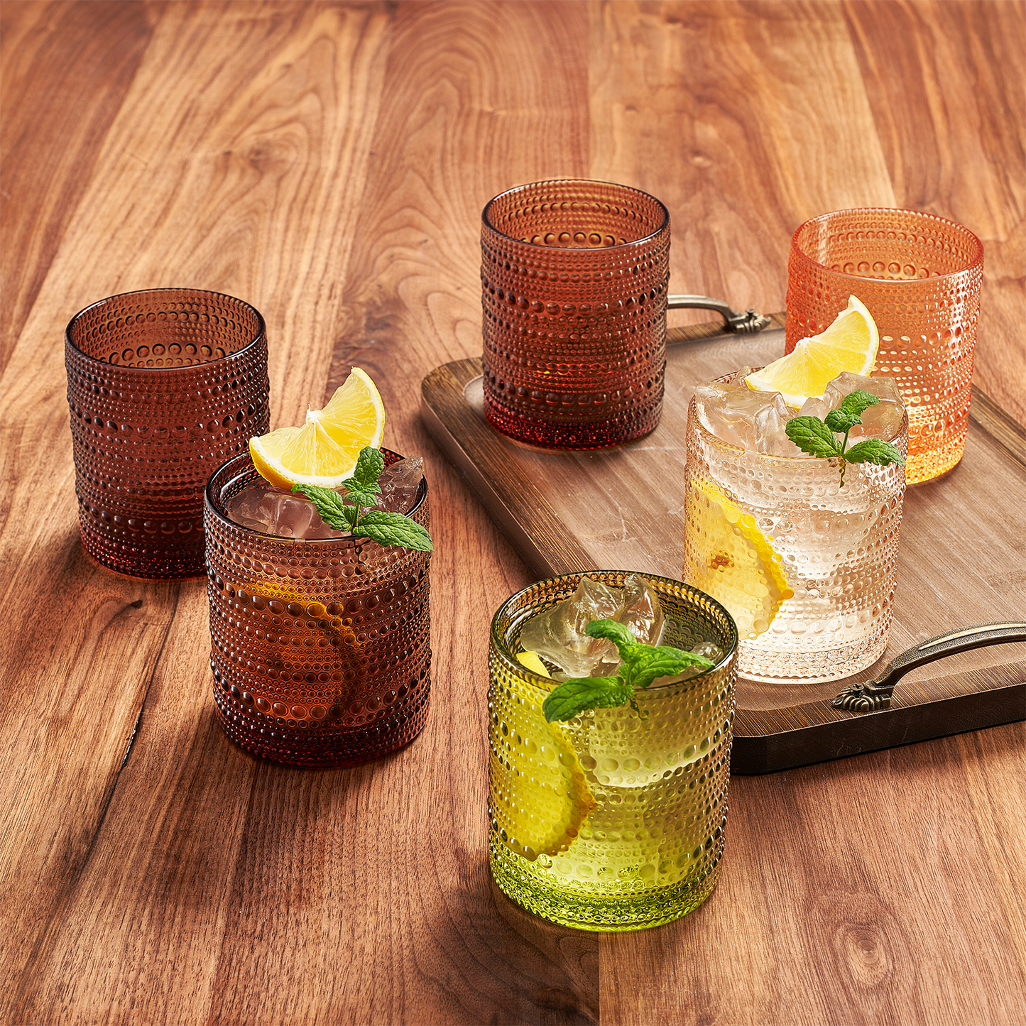 Fortuna Hobnail Lowball Glassware Set of 6