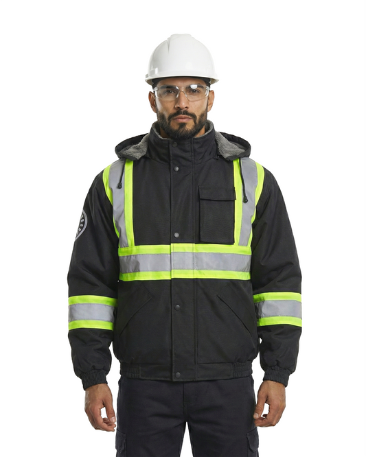 Kiwi High-Vis Hooded and Sherpa Lined Jacket