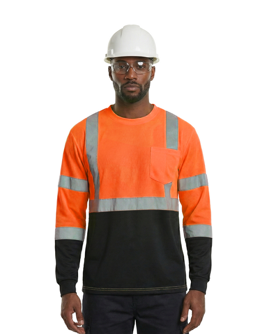 Kiwi High Visibility Orange Safety Shirt long sleeve with reflective stripes on Tampa Home & Garden Store on Tampa Home & Garden Store