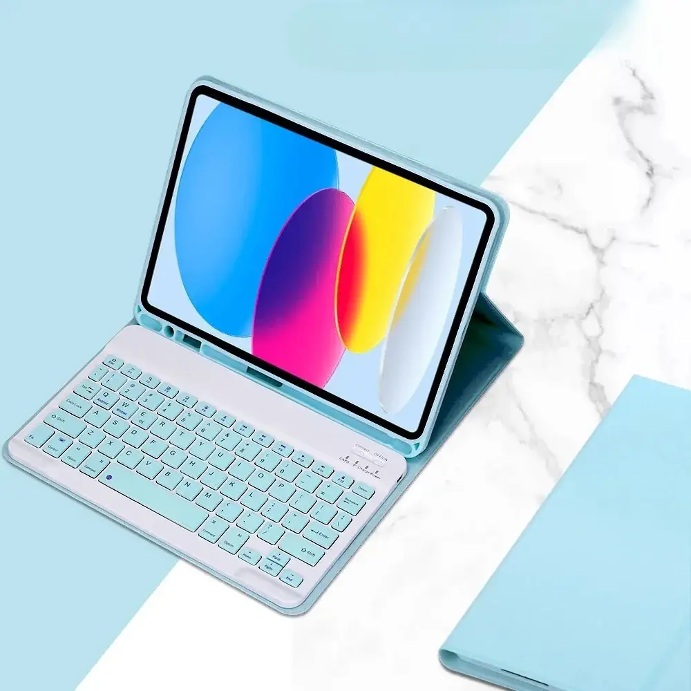 iPad 10th Gen 10.9 detachable keyboard case by Moktan Sabai in light blue on Tampa Home & Garden Store