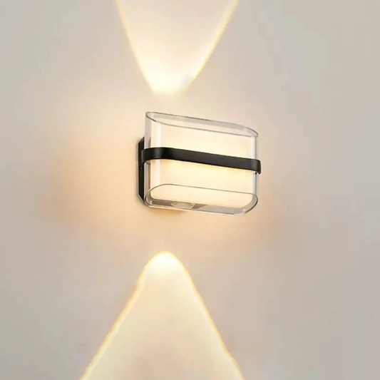 IP65 Waterproof Outdoor Wall Light Lamp Moktan Sabai glass sconce with black band on wall on Tampa Home & Garden Store