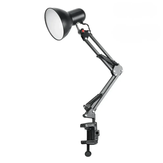 Flexible LED desk lamp with adjustable dual-arm, black metal finish, clamp base on Tampa Home & Garden Store