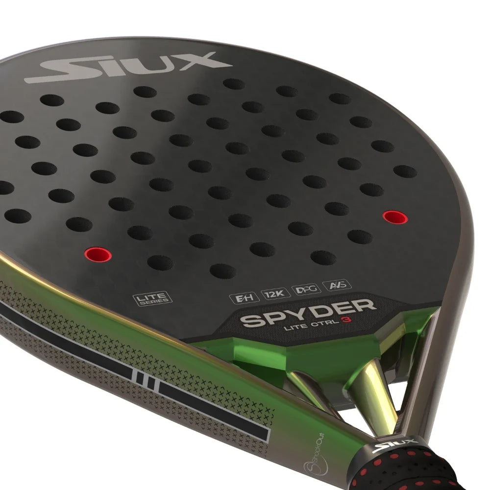 Padel racket Spyder Lite Ctrl 3 by Siux USA, black perforated face, green frame on Tampa Home & Garden Store