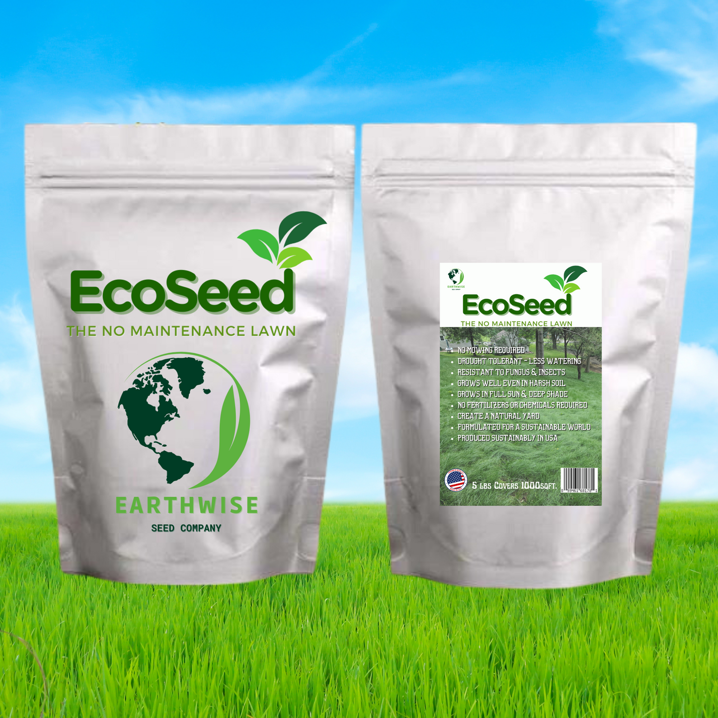 EcoSeed - The No Maintenance Lawn, Fine Fescue Lawn Mix, Eco-Friendly Grass