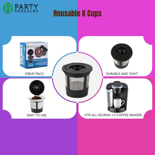 Reusable K-Cups for Keurig 1.0 brewers; black pod with lid, 4-pack, Party Bargains on Tampa Home & Garden Store