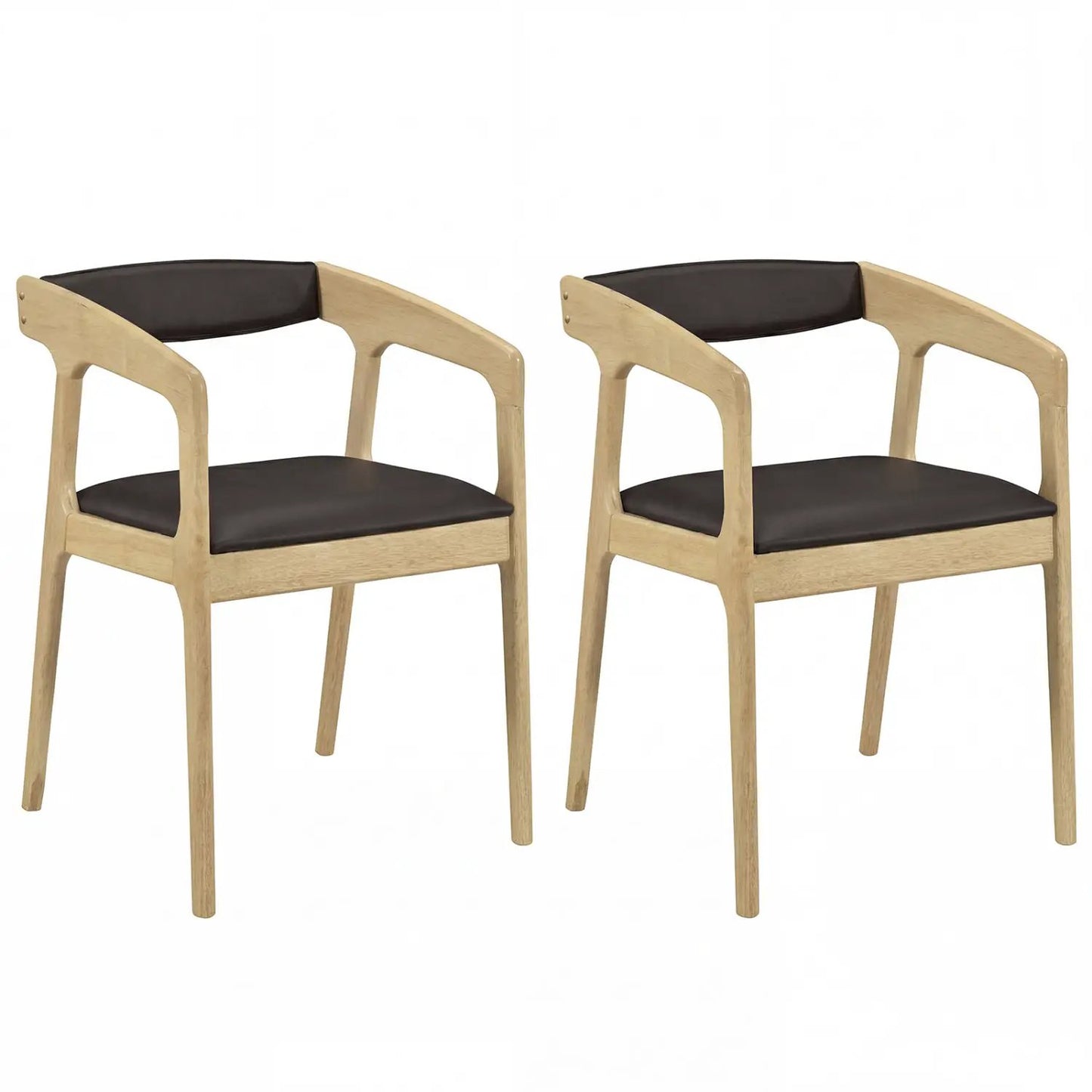 Upholstered Armchairs Brown Set of 2 by DirectDeals with wooden frame and padded cushions on Tampa Home & Garden Store