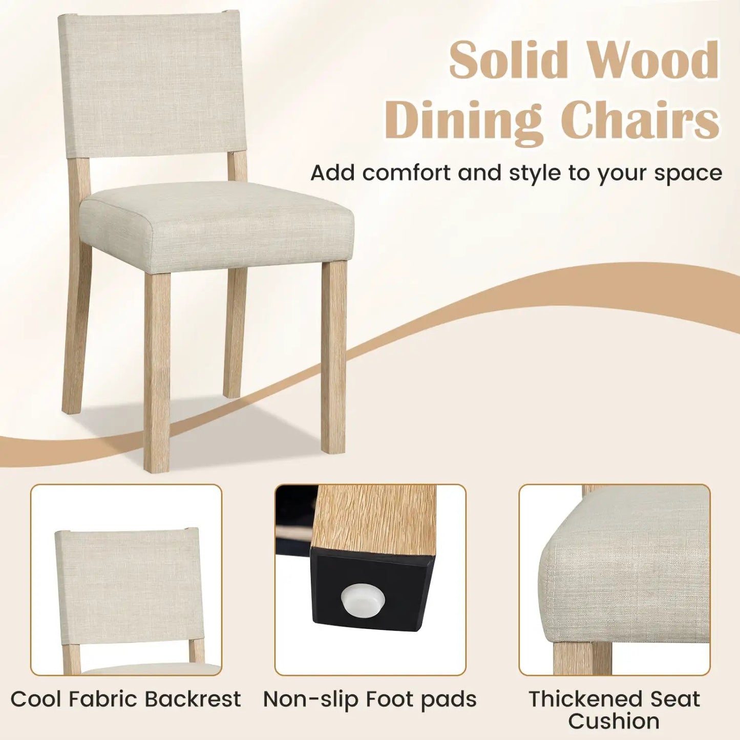 Upholstered Dining Chairs Set 4 Rubber Wood Legs