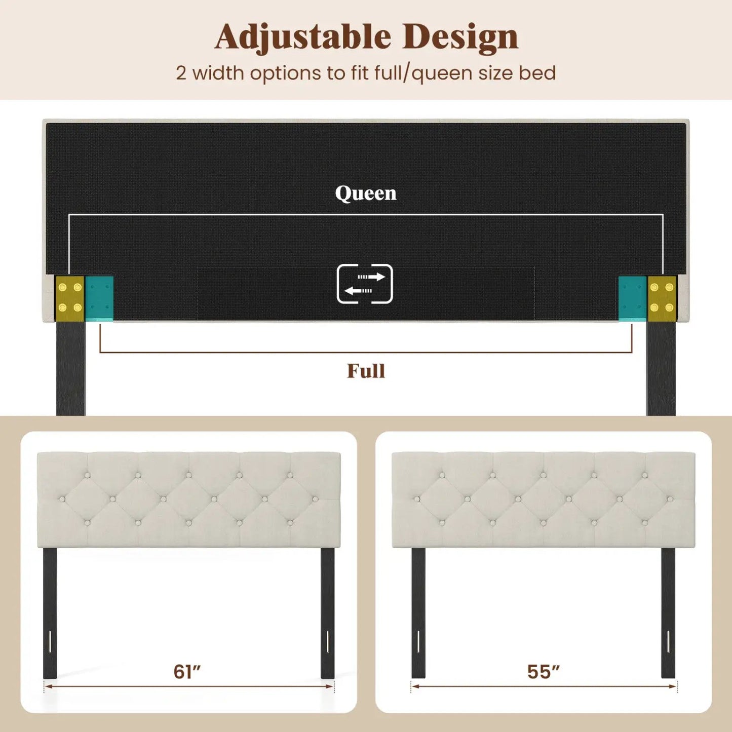 Upholstered Tufted Headboard Queen Full Size