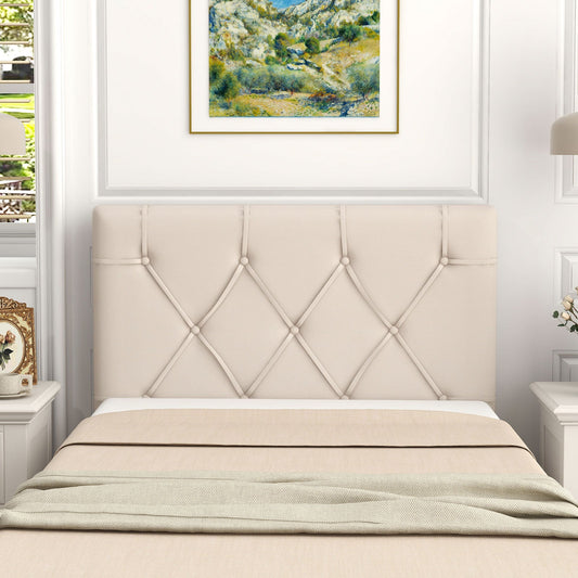 Upholstered Headboard for Twin Size Bed with Fabric Upholstery-Beige - Tampa Home & Garden Store