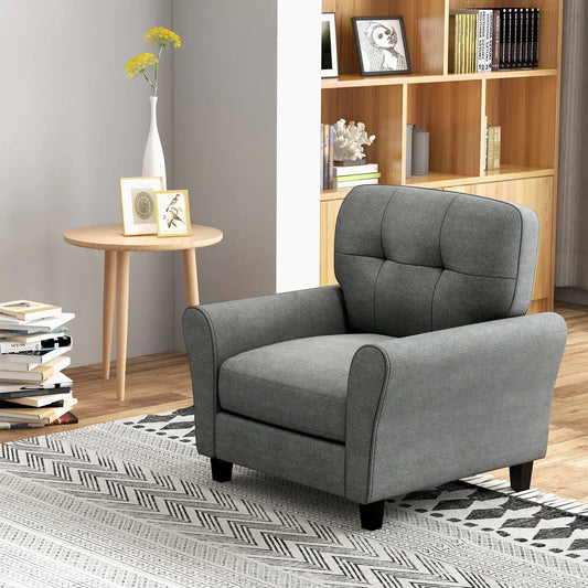 DirectDeals Upholstered Accent Chair with Rubber Wood Legs in gray fabric on Tampa Home & Garden Store