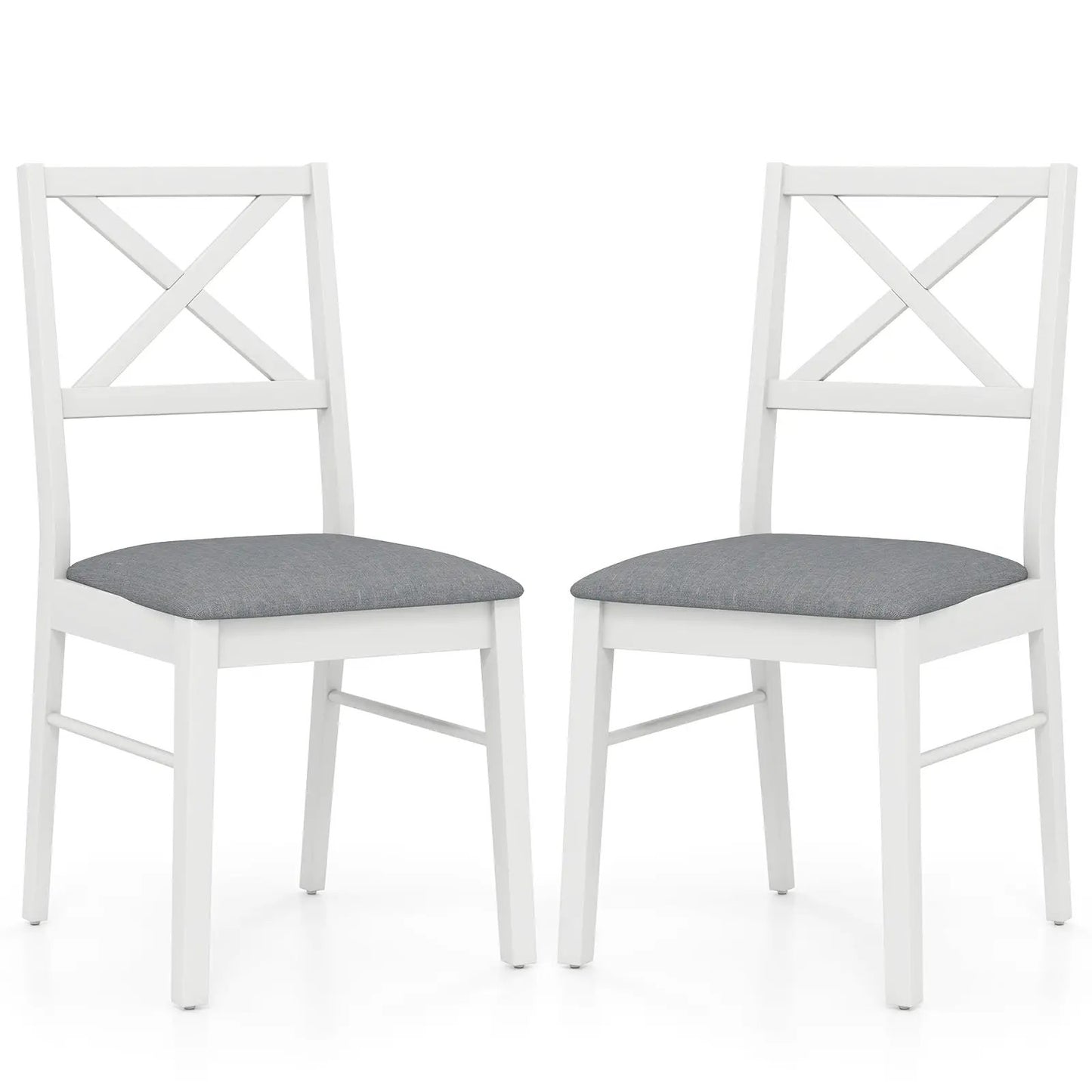 Upholstered side dining chairs set of 2 with rubber wood frame, white and grey DirectDeals on Tampa Home & Garden Store