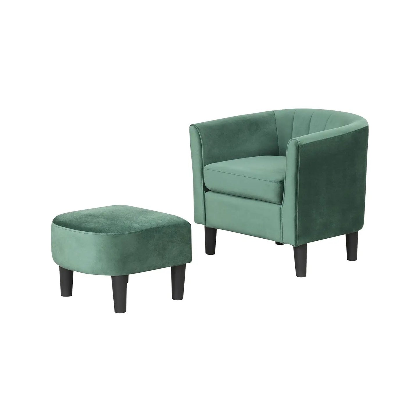 DirectDeals Teddy Velvet Club Barrel Chair with Ottoman, sage green velvet, 2-piece, dark legs on Tampa Home & Garden Store